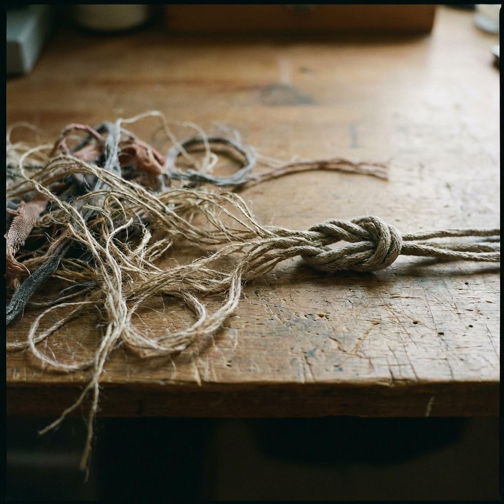 Loose threads and a knot, representing the difference between organic structure and rigid control.