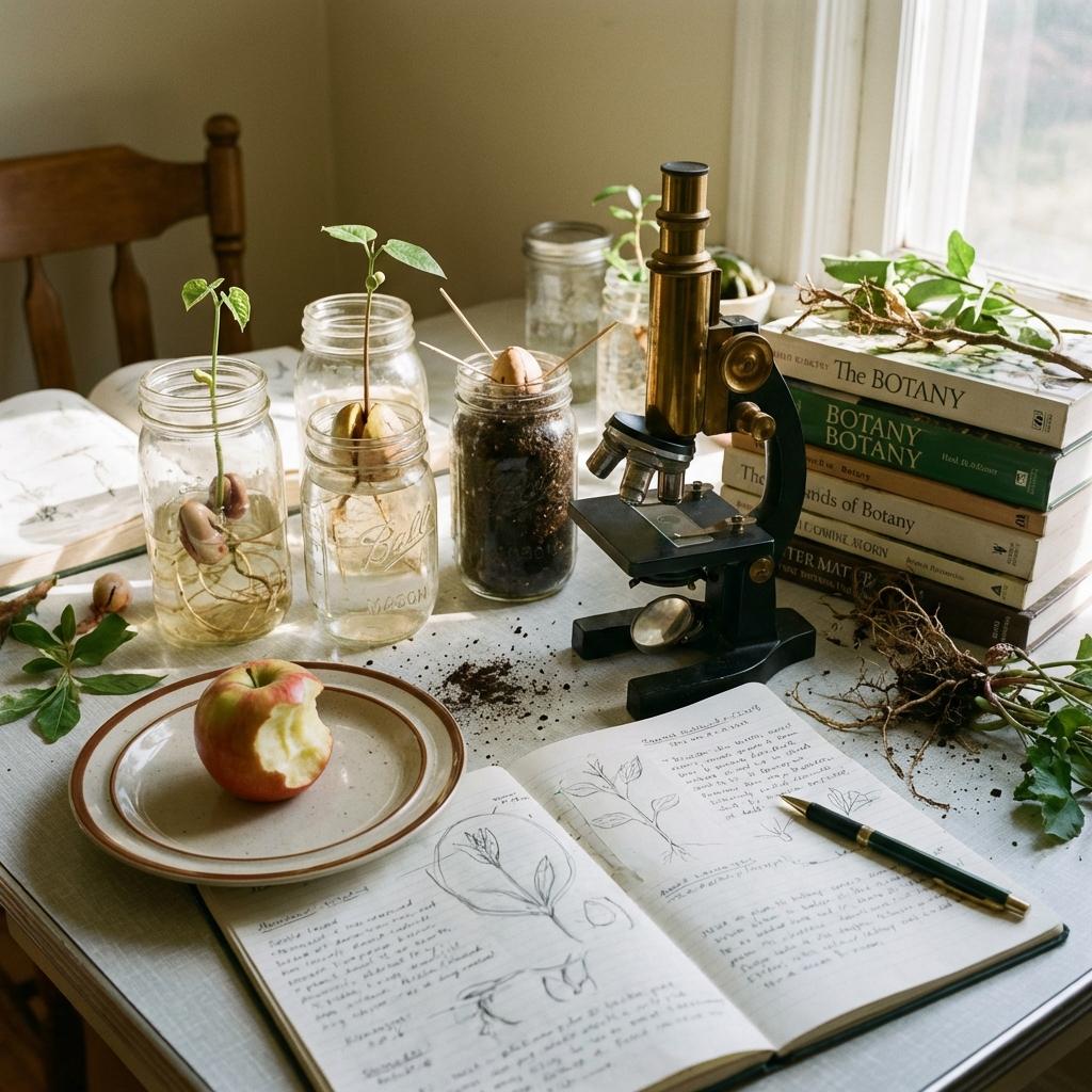 A kitchen table used as a laboratory for science and discovery.