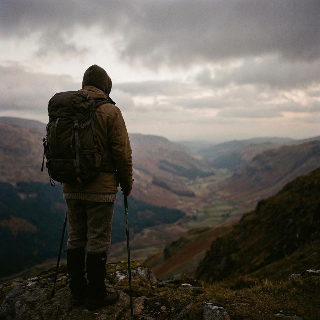 A hiker on a ridge, symbolizing the perspective and autonomy of the teen years.
