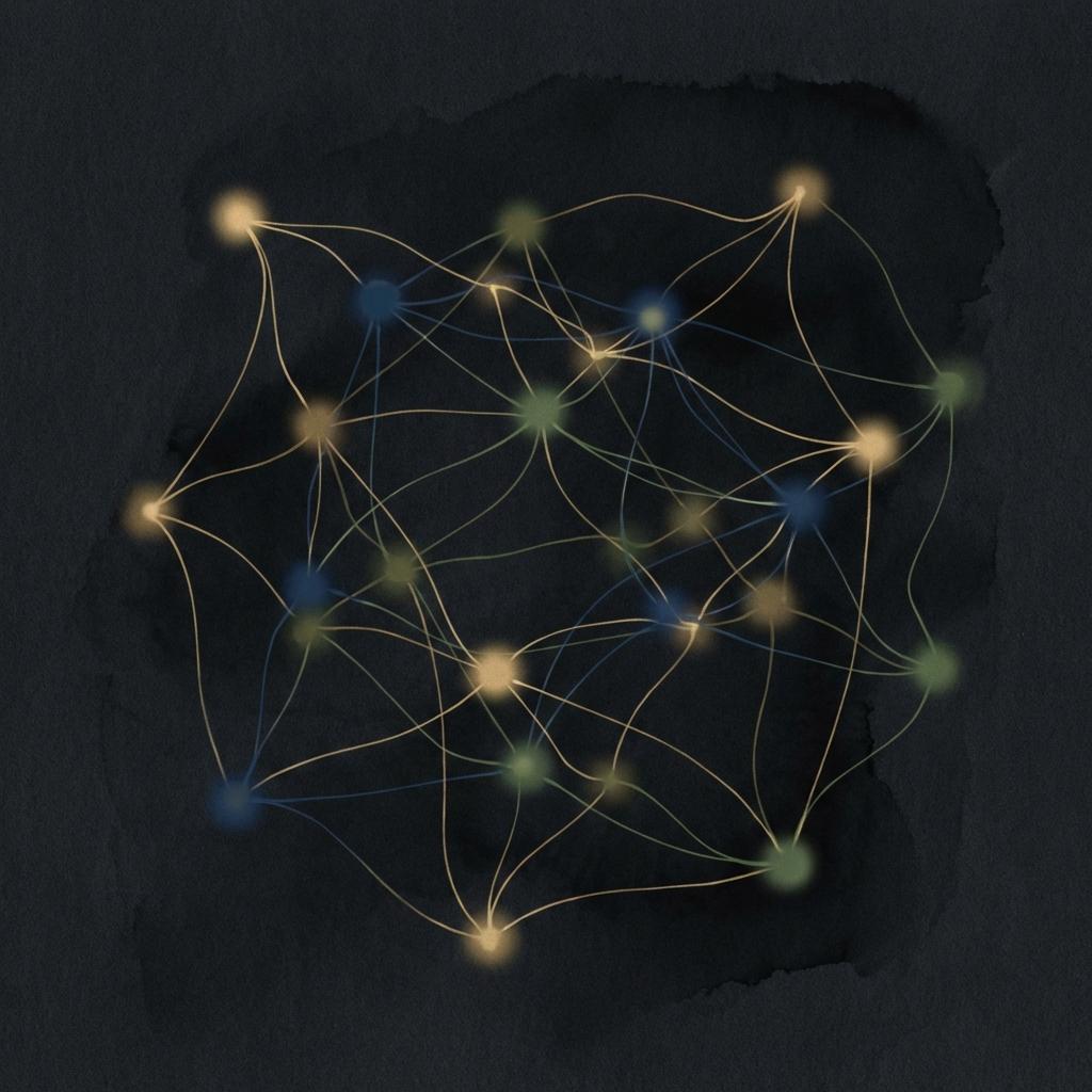 An abstract representation of a constellation of knowledge.